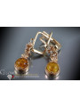 Boucles d’oreilles argentées soviétiques plaquées or rose 925 Amber veab008